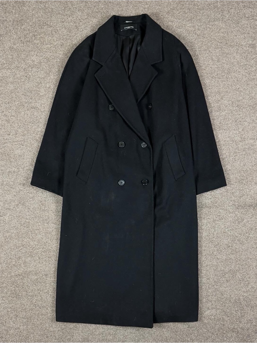 Vintage Jones New York Black Long Wool Double Breasted Coat Women’s 2X Overcoat